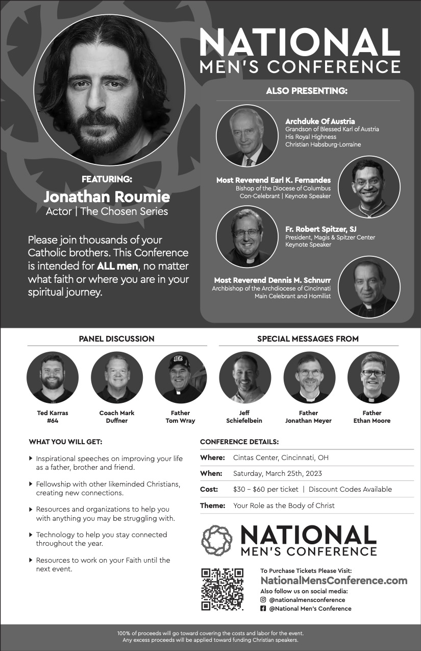 National Catholic Men's Conference Jonathan Roumie Flyer