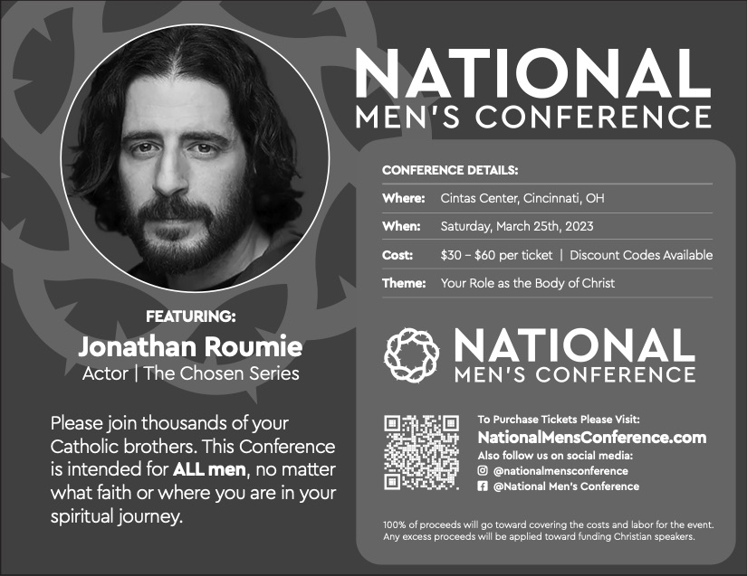 National Catholic Men's Conference Half Page Ad Black and White